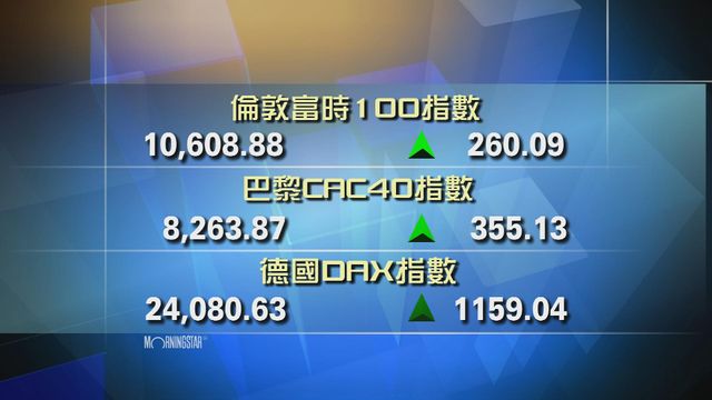 歐洲主要股市上升