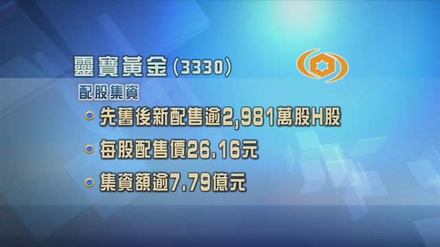 靈寶黃金配股集資近7.8億元