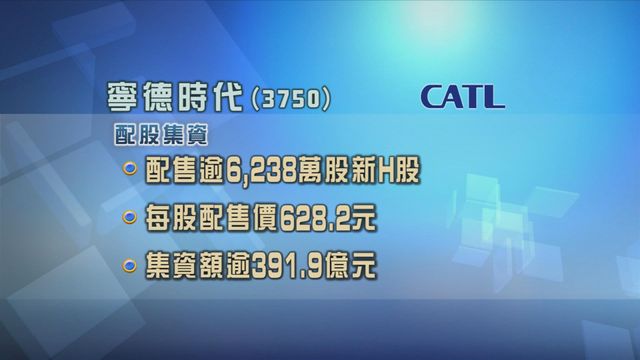 寧德時代配股集資近392億元