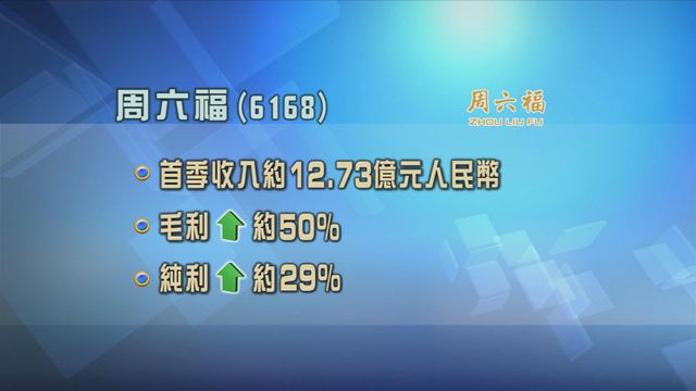 周六福上季度收入超過12億元人民幣
