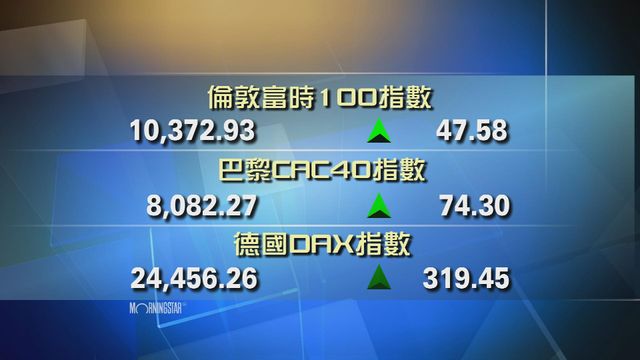 歐洲主要股市上升