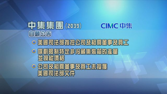 中集集團被美國司法部公開指控　限制特定非冷藏集裝箱產量及操縱價格
