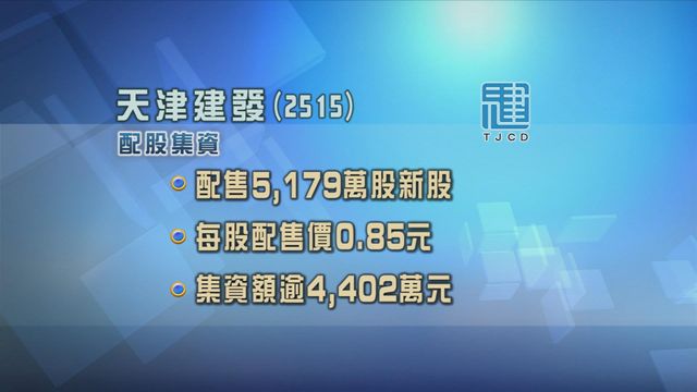 天津建發配股集資超過4400萬元