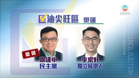 民主黨涂謹申油尖旺奧運選區勝出